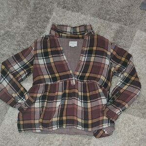 American Eagle Plaid Blouse Sz M